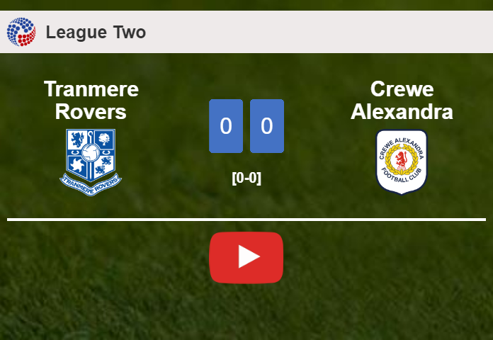 Tranmere Rovers stops Crewe Alexandra with a 0-0 draw. HIGHLIGHTS