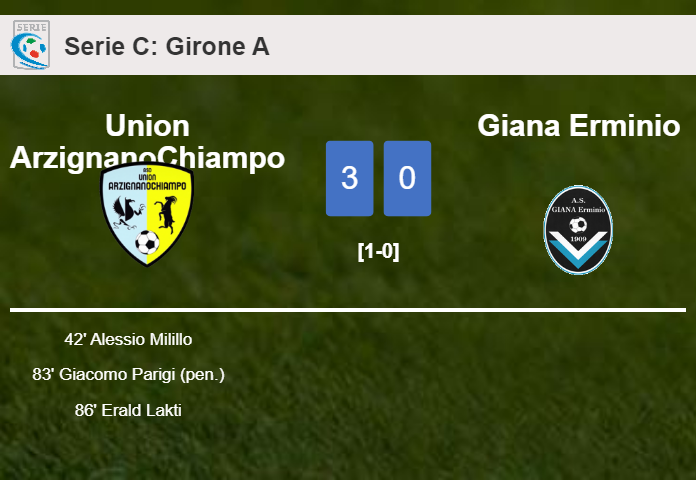 Union ArzignanoChiampo defeats Giana Erminio 3-0