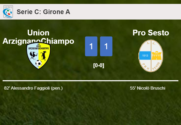 Union ArzignanoChiampo and Pro Sesto draw 1-1 on Saturday