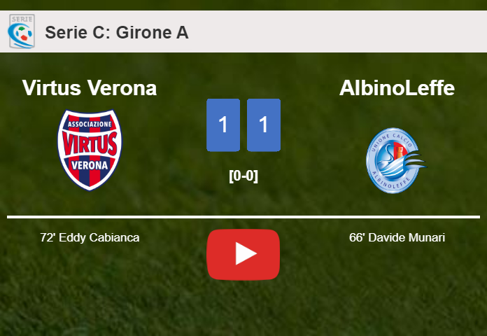 Virtus Verona and AlbinoLeffe draw 1-1 on Saturday. HIGHLIGHTS