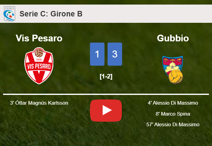 Gubbio tops Vis Pesaro 3-1 with 2 goals from A. Di. HIGHLIGHTS