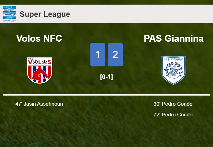 PAS Giannina defeats Volos NFC 2-1 with P. Conde  scoring a double