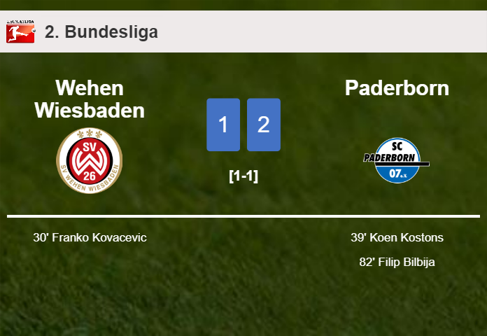 Paderborn recovers a 0-1 deficit to prevail over Wehen Wiesbaden 2-1