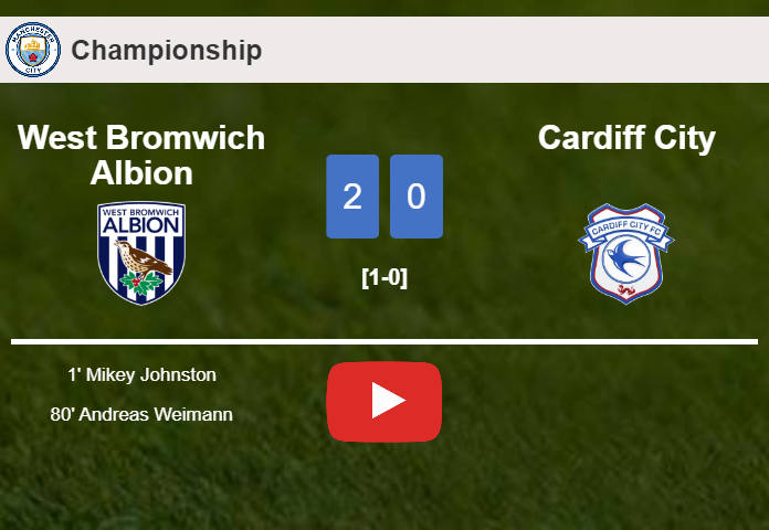 West Bromwich Albion conquers Cardiff City 2-0 on Tuesday. HIGHLIGHTS
