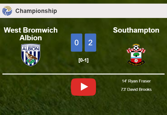 Southampton beats West Bromwich Albion 2-0 on Friday. HIGHLIGHTS