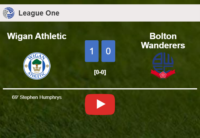 Wigan Athletic conquers Bolton Wanderers 1-0 with a goal scored by S. Humphrys. HIGHLIGHTS
