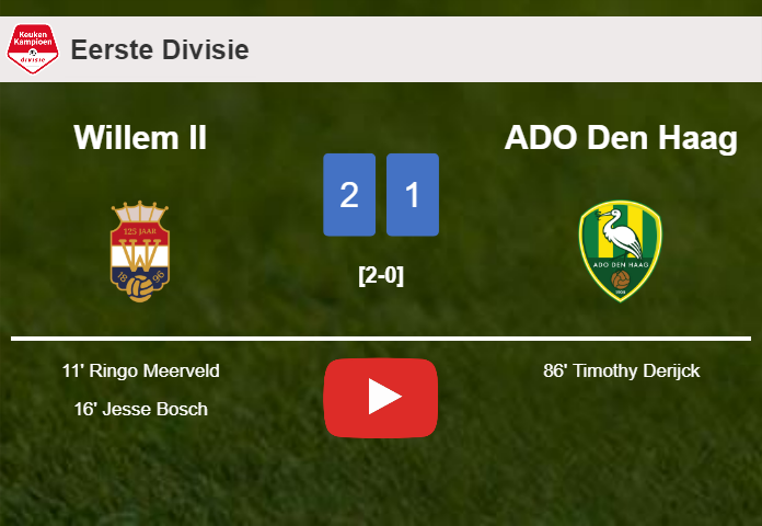 Willem II clutches a 2-1 win against ADO Den Haag. HIGHLIGHTS