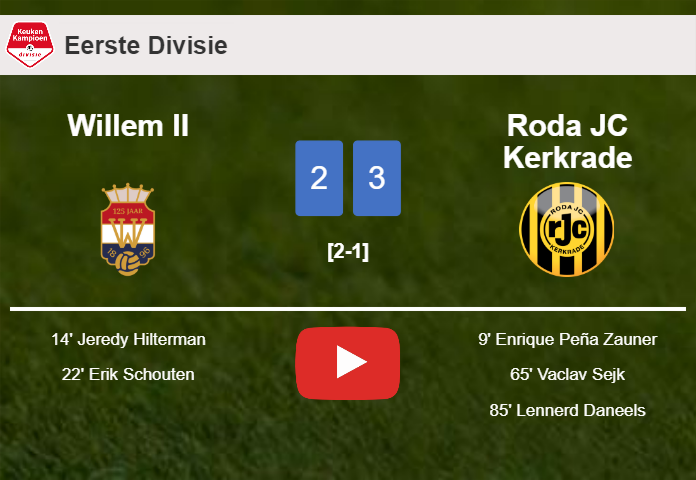 Roda JC Kerkrade overcomes Willem II after recovering from a 2-1 deficit. HIGHLIGHTS