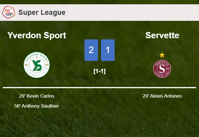 Yverdon Sport recovers a 0-1 deficit to conquer Servette 2-1