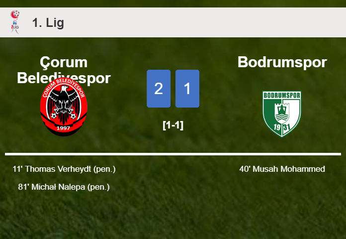 Çorum Belediyespor conquers Bodrumspor 2-1