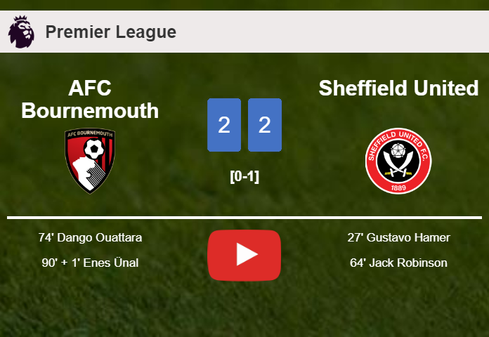 AFC Bournemouth manages to draw 2-2 with Sheffield United after recovering a 0-2 deficit. HIGHLIGHTS