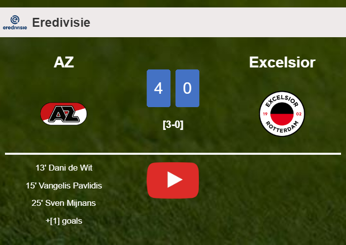 AZ annihilates Excelsior 4-0 with an outstanding performance. HIGHLIGHTS