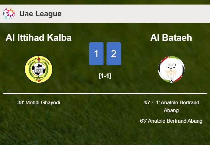 Al Bataeh recovers a 0-1 deficit to overcome Al Ittihad Kalba 2-1 with A. Bertrand scoring 2 goals