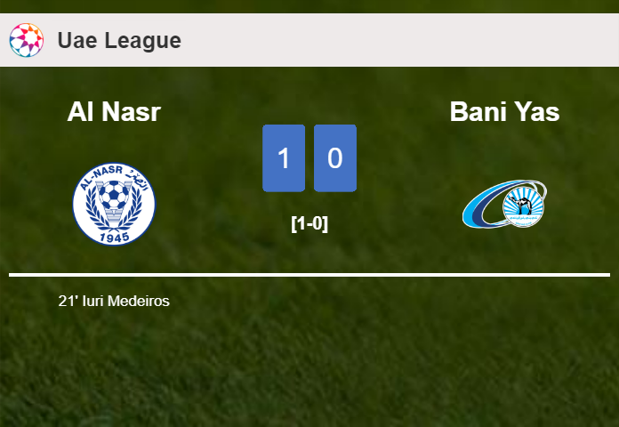 Al Nasr prevails over Bani Yas 1-0 with a goal scored by I. Medeiros