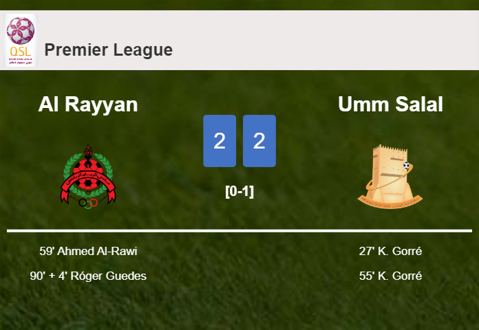 Al Rayyan manages to draw 2-2 with Umm Salal after recovering a 0-2 deficit