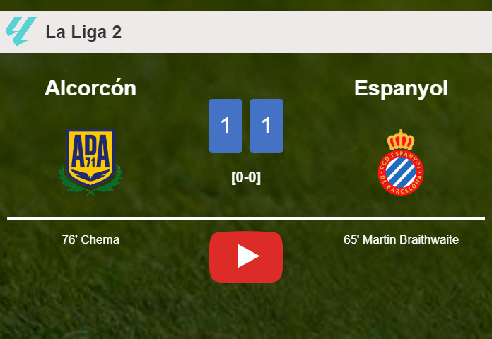 Alcorcón and Espanyol draw 1-1 on Sunday. HIGHLIGHTS
