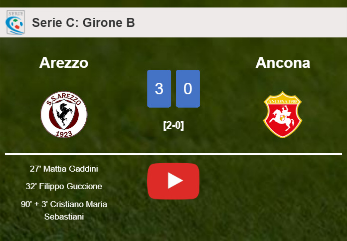 Arezzo prevails over Ancona 3-0. HIGHLIGHTS