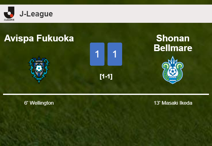 Avispa Fukuoka and Shonan Bellmare draw 1-1 on Saturday