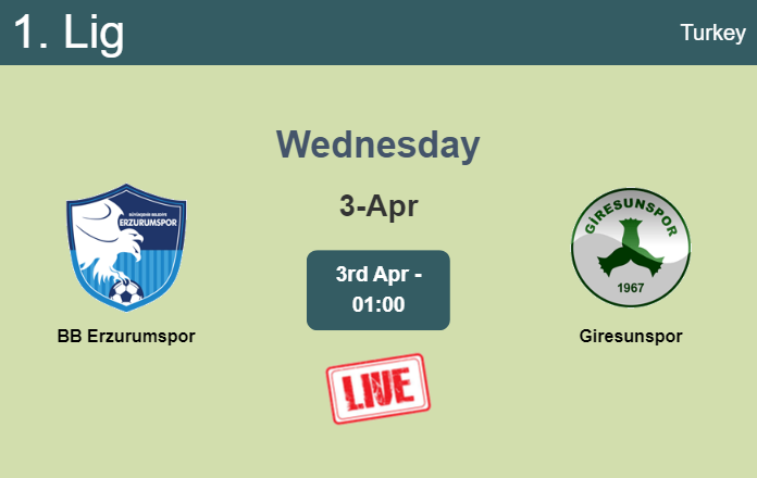 How to watch BB Erzurumspor vs. Giresunspor on live stream and at what time