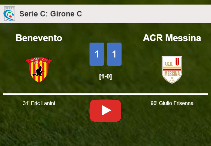 ACR Messina grabs a draw against Benevento. HIGHLIGHTS