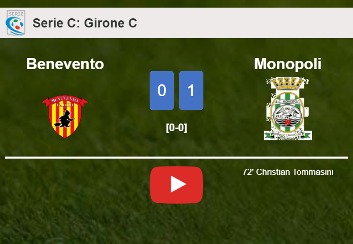 Monopoli tops Benevento 1-0 with a goal scored by C. Tommasini. HIGHLIGHTS