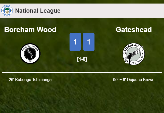Gateshead seizes a draw against Boreham Wood