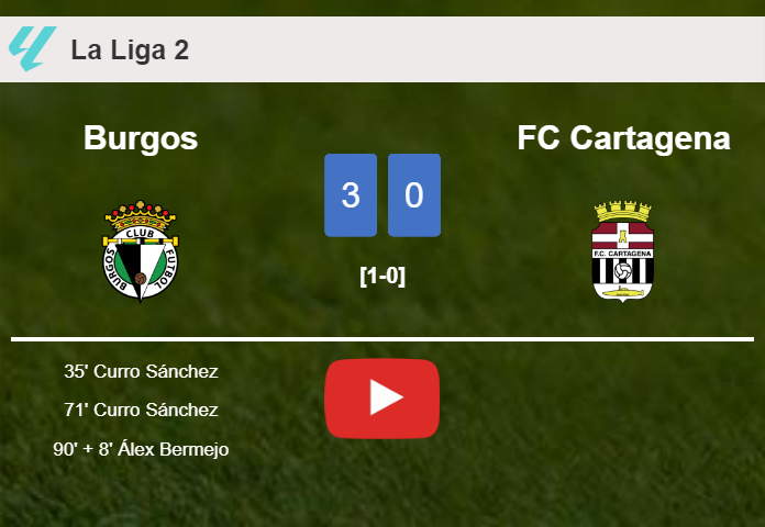 Burgos annihilates FC Cartagena with 2 goals from C. Sánchez. HIGHLIGHTS