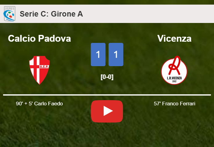 Calcio Padova grabs a draw against Vicenza. HIGHLIGHTS