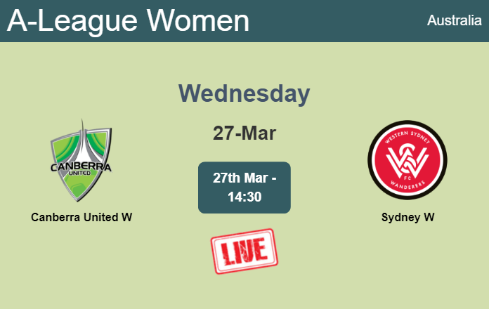 How to watch Canberra United W vs. Sydney W on live stream and at what time