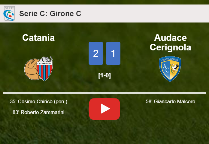Catania beats Audace Cerignola 2-1. HIGHLIGHTS