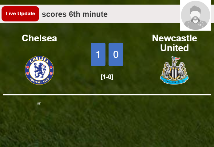 LIVE UPDATES. Chelsea leads Newcastle United 1-0 after  scored in the 6th minute