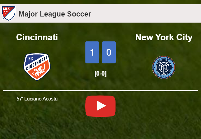Cincinnati conquers New York City 1-0 with a goal scored by L. Acosta. HIGHLIGHTS