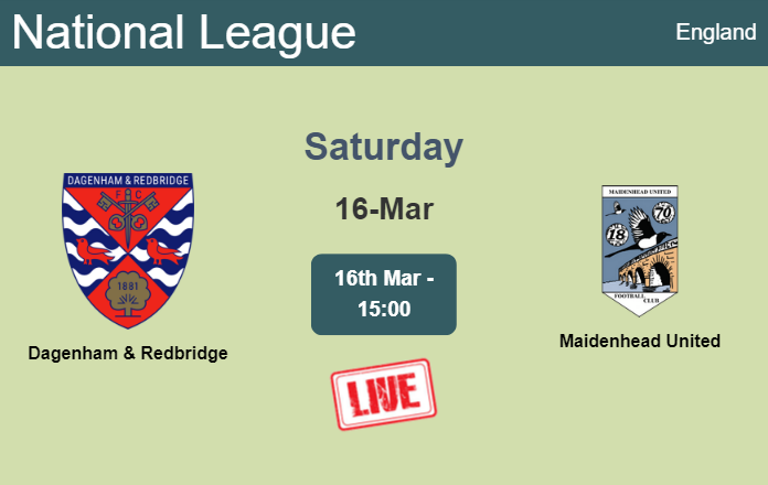 How to watch Dagenham & Redbridge vs. Maidenhead United on live stream and at what time