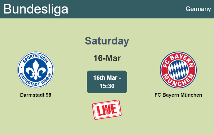 How to watch Darmstadt 98 vs. FC Bayern München on live stream and at what time