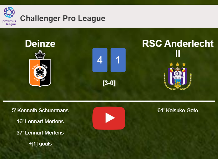 Deinze destroys RSC Anderlecht II 4-1 with an outstanding performance. HIGHLIGHTS