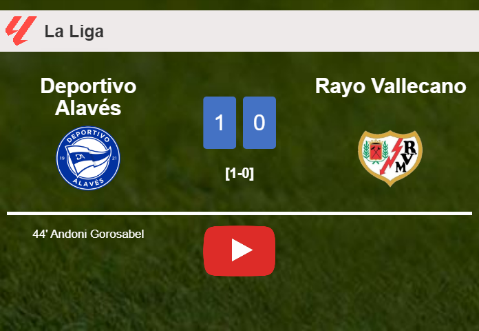Deportivo Alavés beats Rayo Vallecano 1-0 with a goal scored by A. Gorosabel. HIGHLIGHTS