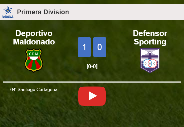 Deportivo Maldonado beats Defensor Sporting 1-0 with a goal scored by S. Cartagena. HIGHLIGHTS