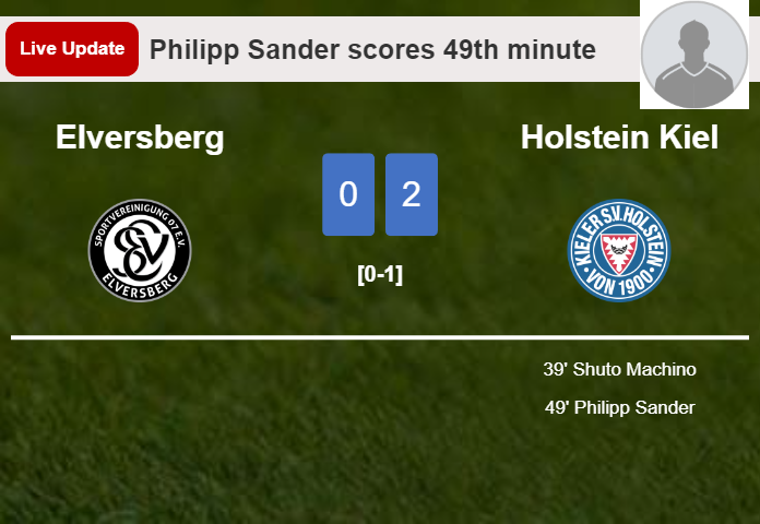 LIVE UPDATES. Holstein Kiel scores again over Elversberg with a goal from Philipp Sander in the 49th minute and the result is 2-0