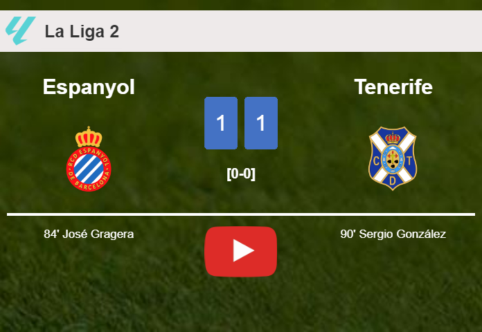 Tenerife seizes a draw against Espanyol. HIGHLIGHTS
