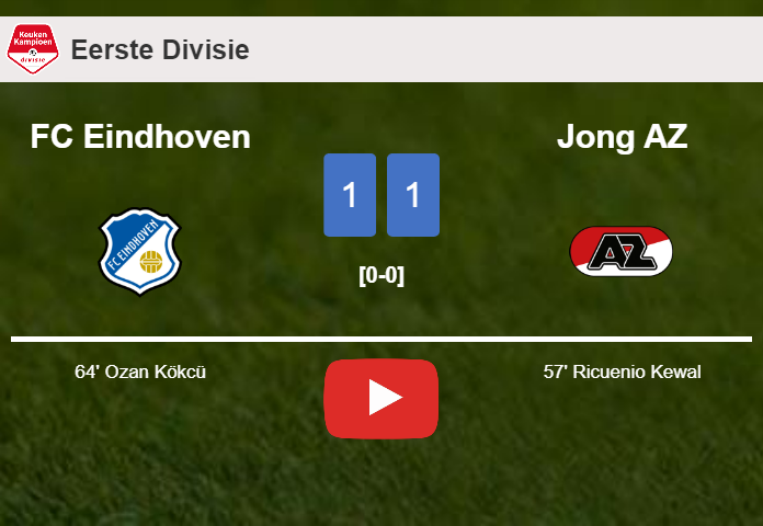 FC Eindhoven and Jong AZ draw 1-1 on Friday. HIGHLIGHTS