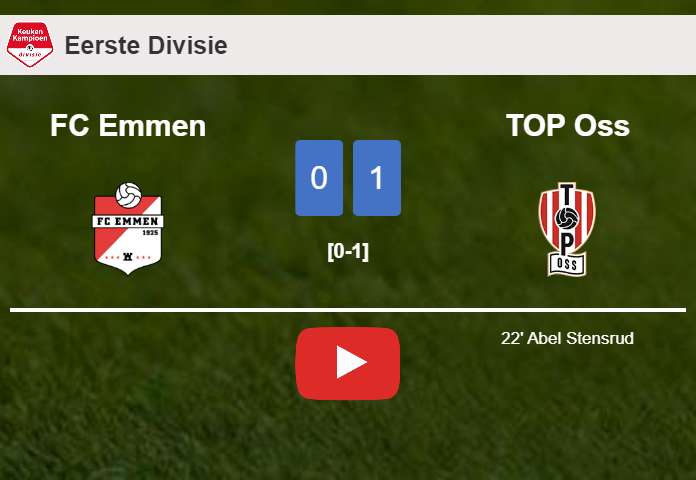 TOP Oss conquers FC Emmen 1-0 with a goal scored by A. Stensrud. HIGHLIGHTS