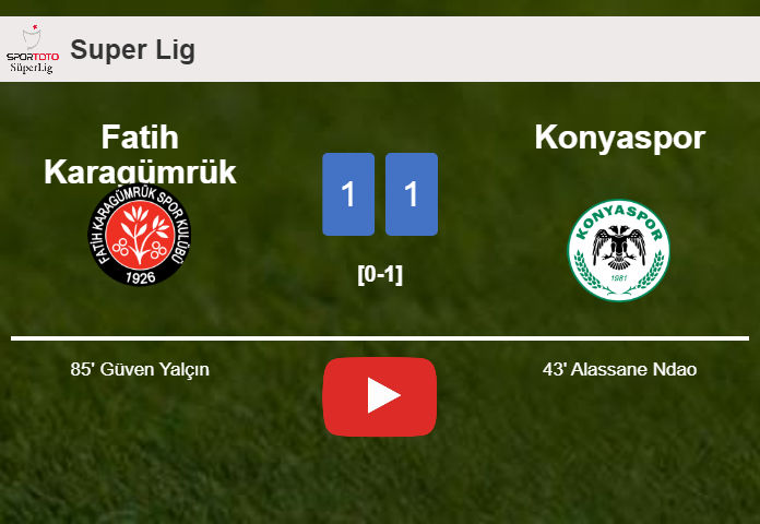 Fatih Karagümrük snatches a draw against Konyaspor. HIGHLIGHTS