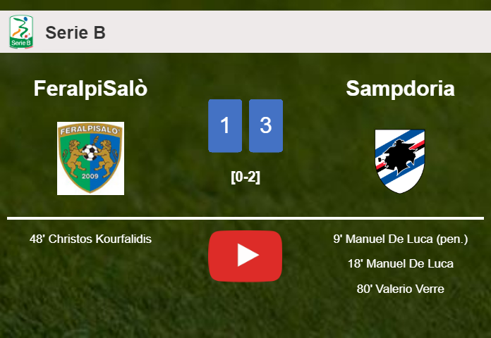 Sampdoria conquers FeralpiSalò 3-1. HIGHLIGHTS