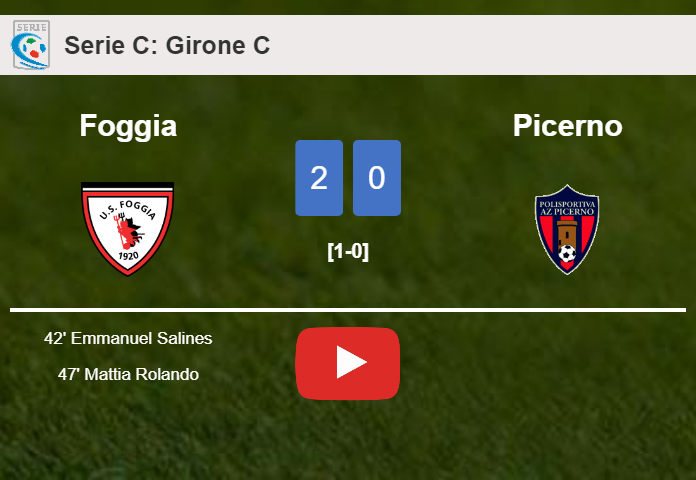 Foggia defeats Picerno 2-0 on Wednesday. HIGHLIGHTS