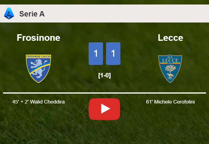 Frosinone and Lecce draw 1-1 after Nikola Krstović missed a penalty. HIGHLIGHTS