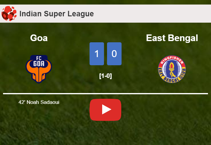 Goa overcomes East Bengal 1-0 with a goal scored by N. Sadaoui. HIGHLIGHTS