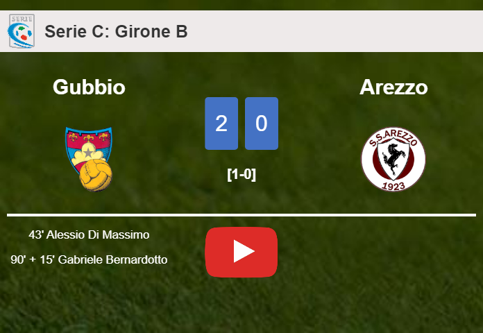 Gubbio prevails over Arezzo 2-0 on Tuesday. HIGHLIGHTS