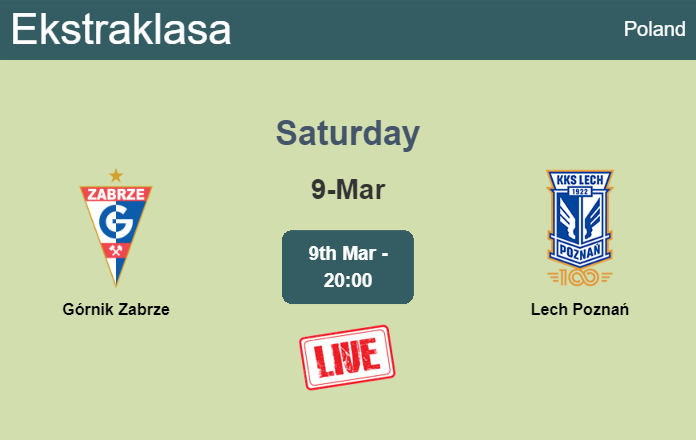 How to watch Górnik Zabrze vs. Lech Poznań on live stream and at what time