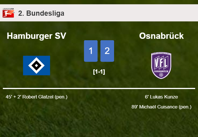 Osnabrück steals a 2-1 win against Hamburger SV