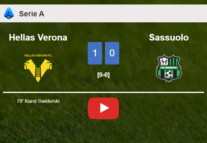 Hellas Verona defeats Sassuolo 1-0 with a goal scored by K. Swiderski. HIGHLIGHTS